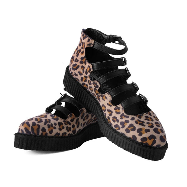 T.u.k Ballet Creeper Multi-Strap Leopard Vegan Suede