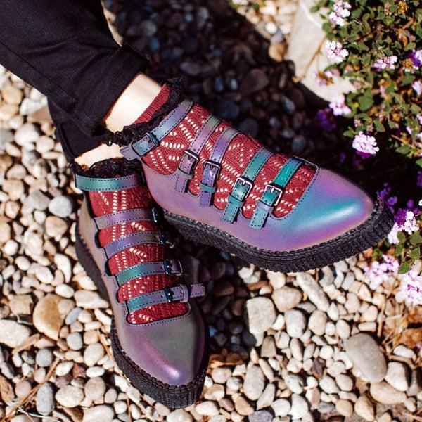 T.u.k Ballet Creeper Multi-Strap Midnight Chameleon Purple