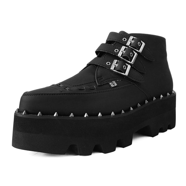 T.u.k Dino Lug 3 Buckle Boot Matte Black Vegan Leather
