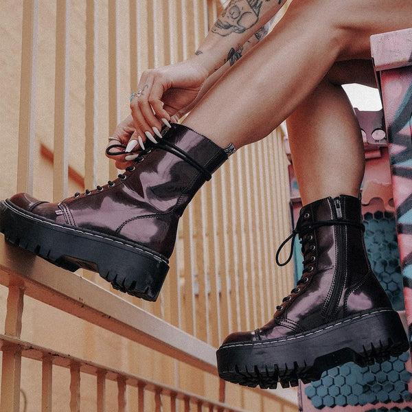 T.u.k Double Decker 10-Eye Boot Burgundy TUKskin™