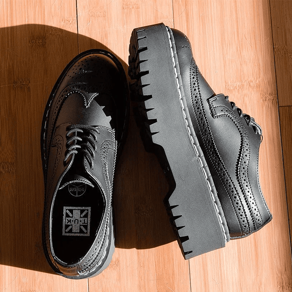T.u.k Double Decker Brogue Lace Up Black TUKskin™