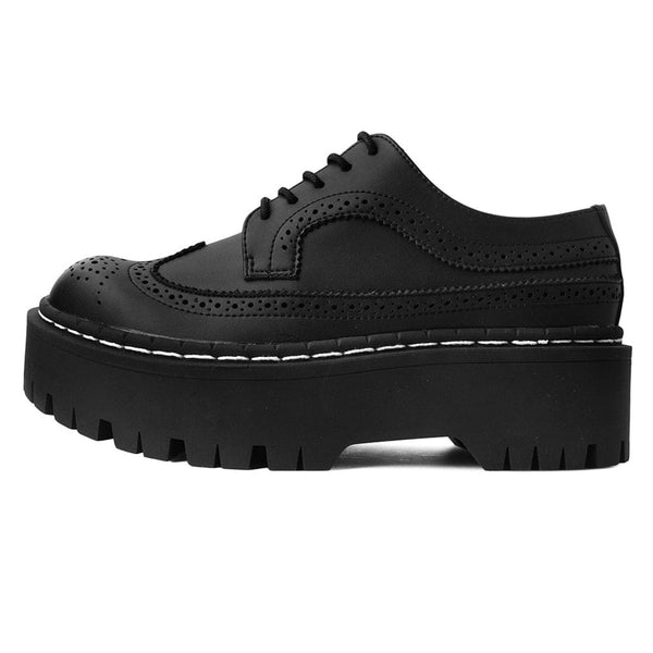 t.u.k Double Decker Brogue Lace Up Black TUKskin™
