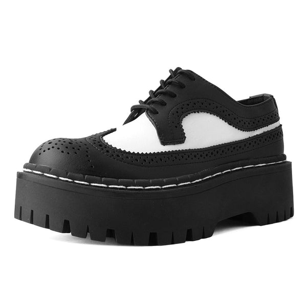 T.u.k Double Decker Brogue Lace Up Black & White TUKskin™