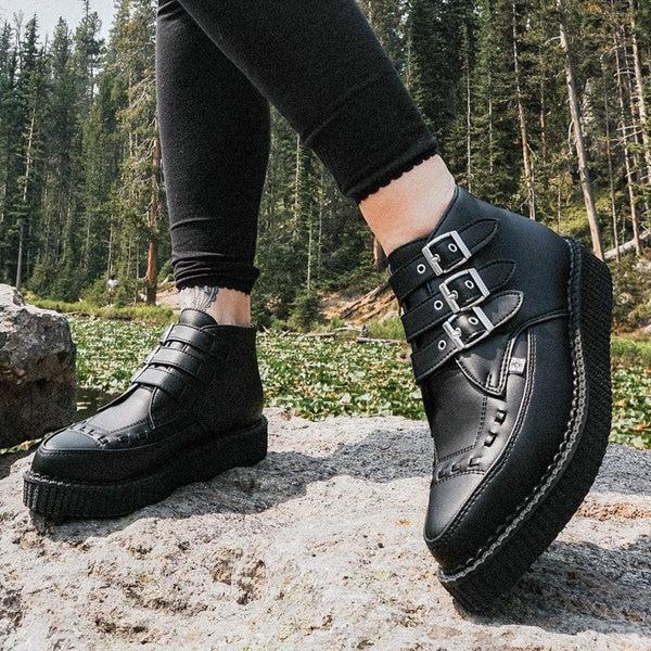 T.u.k Pointed Creeper 3-Buckle Boot Black TUKskin™