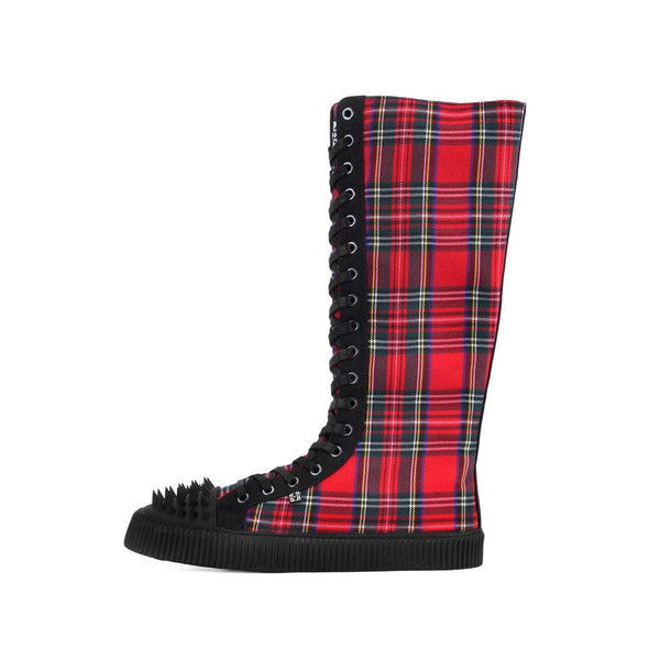 t.u.k Studded Shell Toe Sneaker Boot Red Plaid Canvas