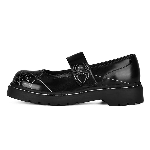 t.u.k Anarchic Mary Jane Black Spiderweb Leather
