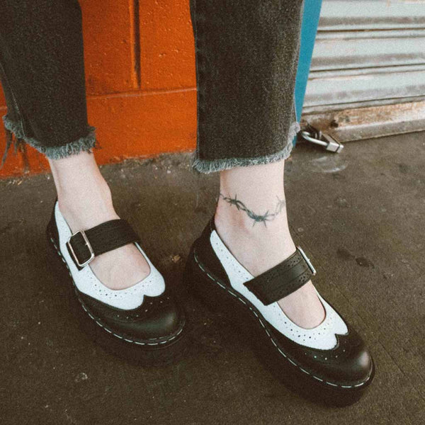 T.u.k Anarchic Mary Jane Black & White Leather