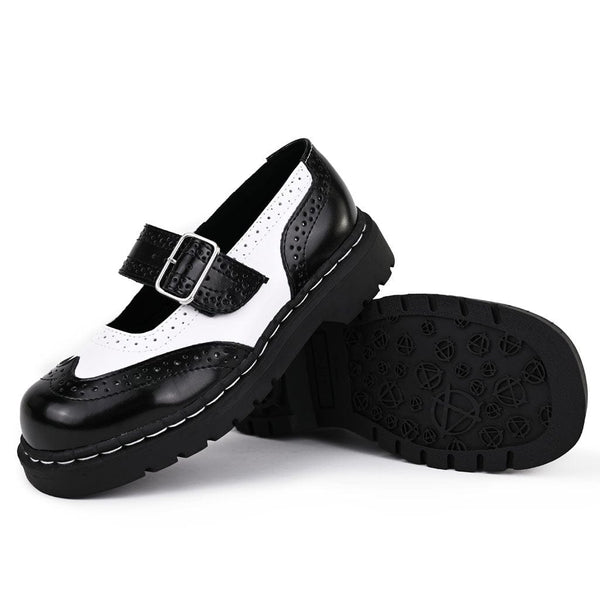 T.u.k Anarchic Mary Jane Black & White Leather