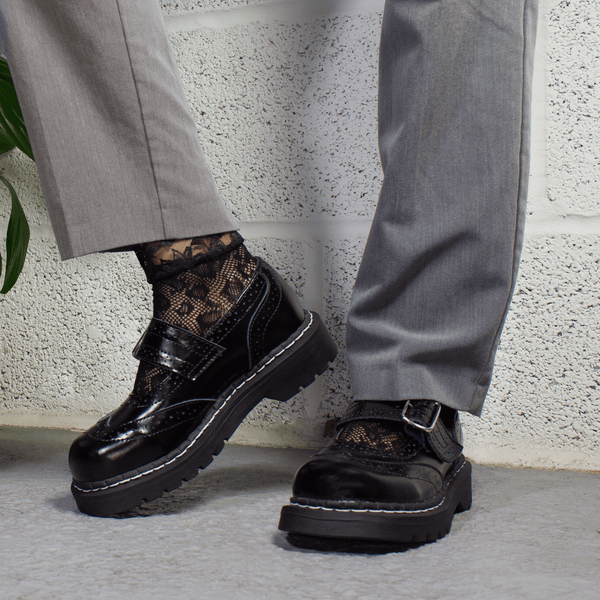 T.u.k Anarchic Mary Jane Brogue Black Leather