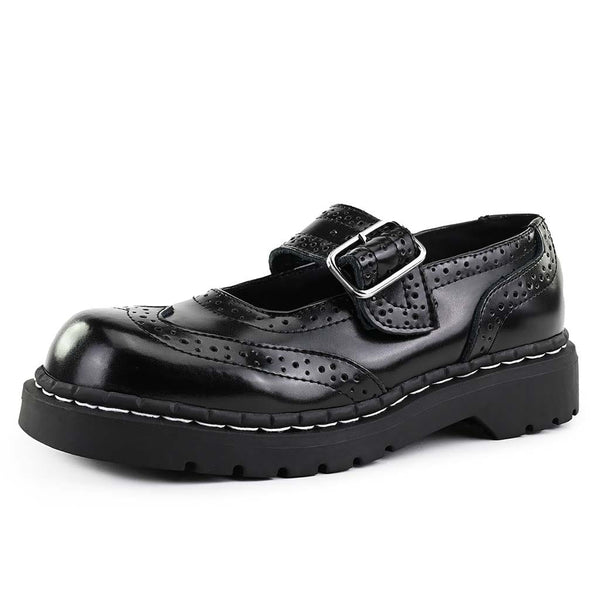 T.u.k Anarchic Mary Jane Brogue Black Leather