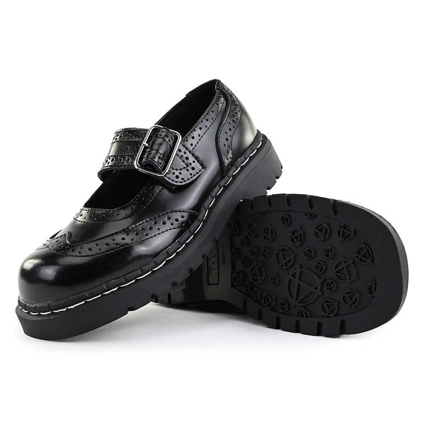 T.u.k Anarchic Mary Jane Brogue Black Leather