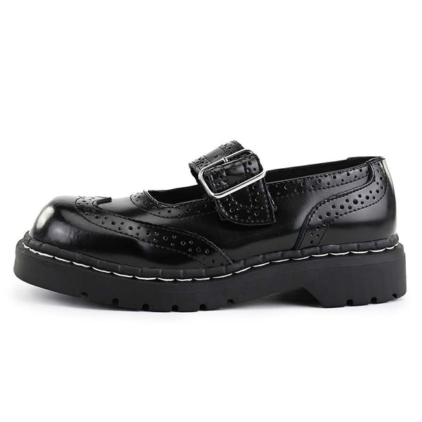 t.u.k Anarchic Mary Jane Brogue Black Leather