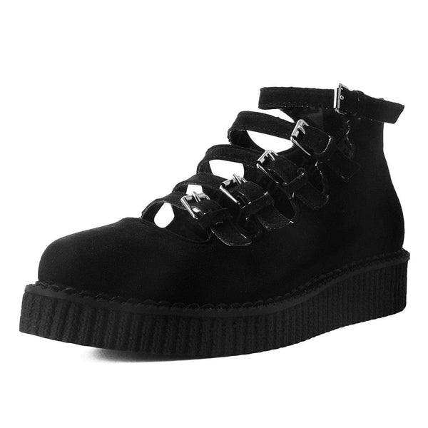 T.u.k Ballet Creeper Multi-Strap Black Vegan Suede