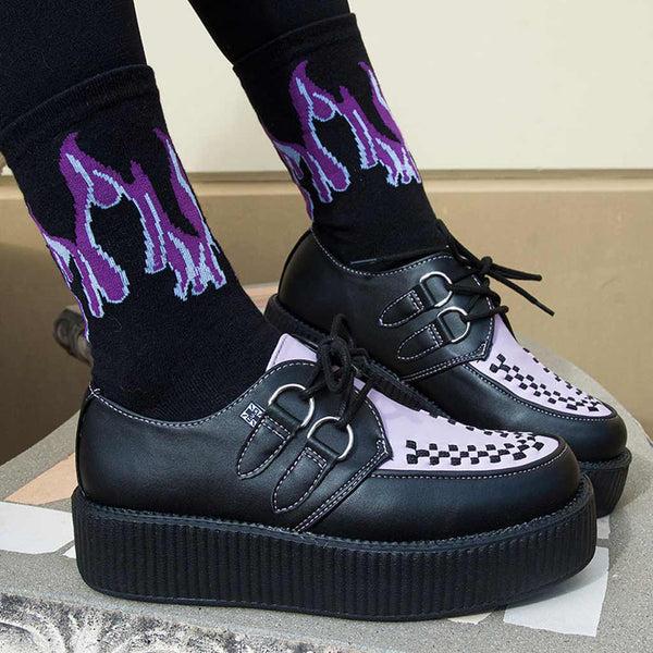 T.u.k Black & Purple Flame Socks