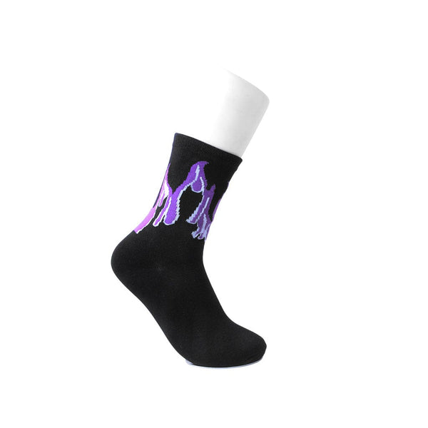 T.u.k Black & Purple Flame Socks