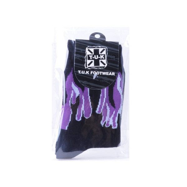 T.u.k Black & Purple Flame Socks