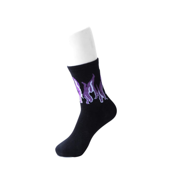 t.u.k Black & Purple Flame Socks
