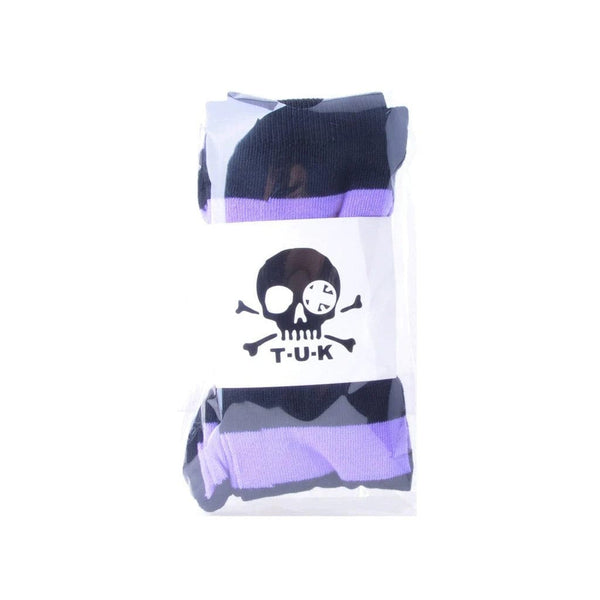 T.u.k Black & Purple Striped Thigh High Sock