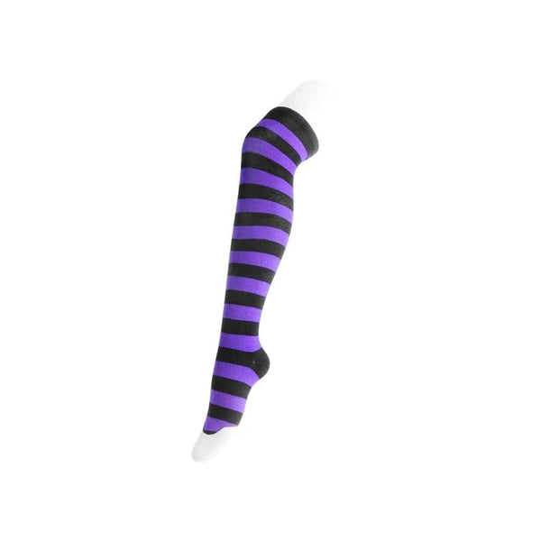 t.u.k Black & Purple Striped Thigh High Sock