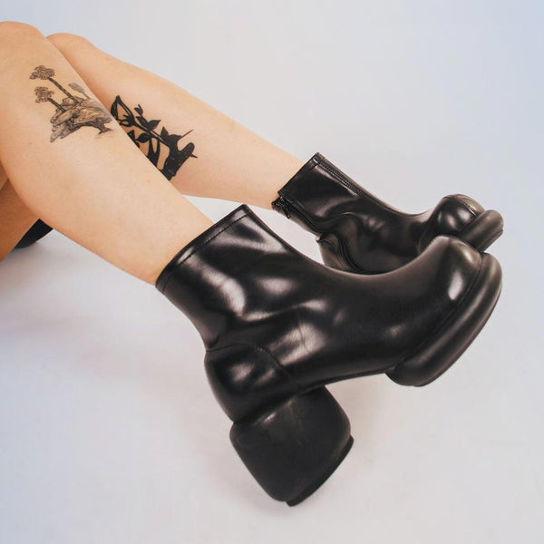 T.u.k Bubble Heel Boot Black Vegan Leather