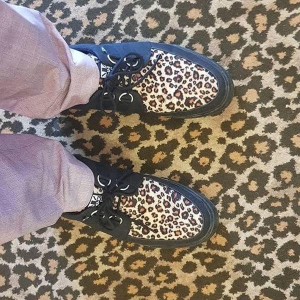 T.u.k Creeper Sneaker Black Canvas & Leopard Print