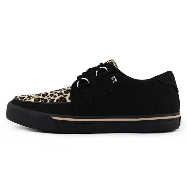 t.u.k Creeper Sneaker Black Canvas & Leopard Print