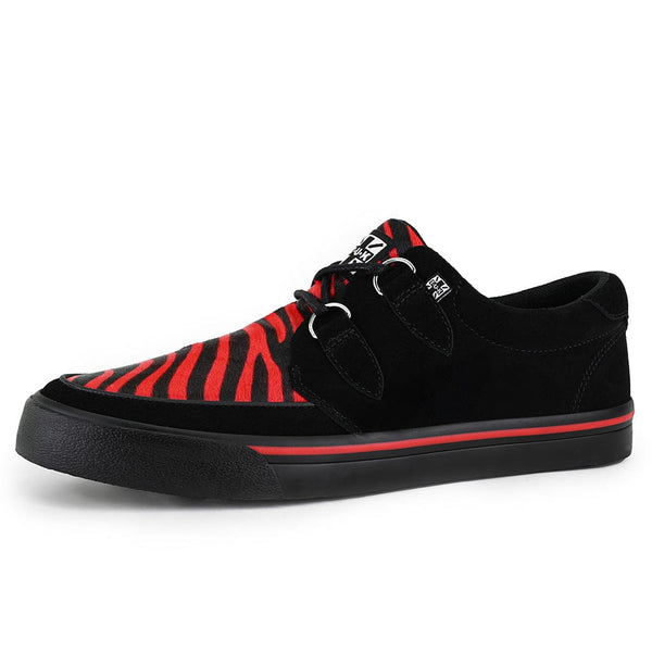 T.u.k Creeper Sneaker Black & Red Zebra Suede