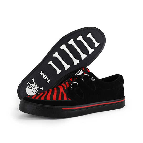 T.u.k Creeper Sneaker Black & Red Zebra Suede