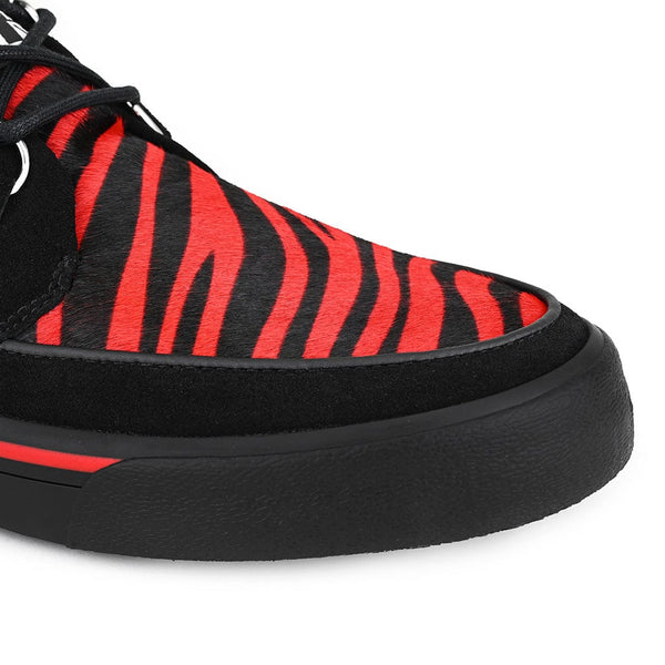 T.u.k Creeper Sneaker Black & Red Zebra Suede