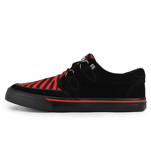 t.u.k Creeper Sneaker Black & Red Zebra Suede