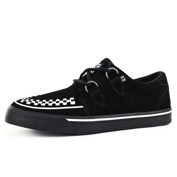 T.u.k Creeper Sneaker Black Suede & White Interlace