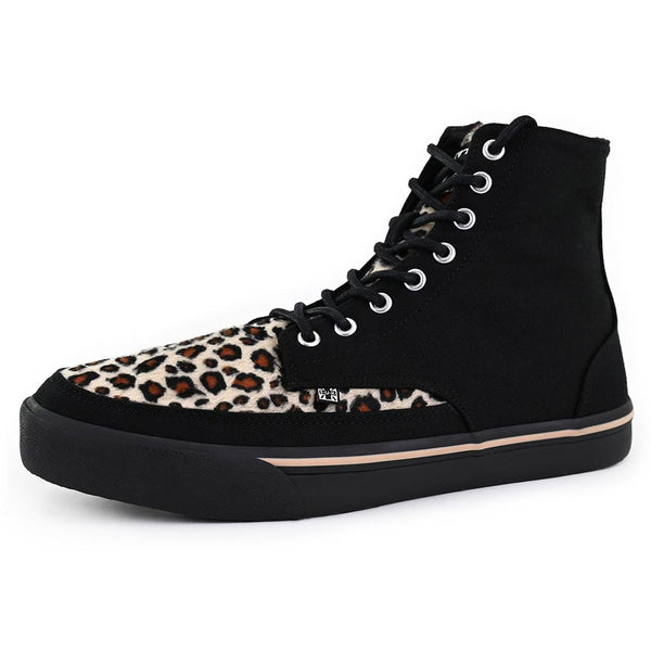 T.u.k Creeper Sneaker Hi Top Black/Leopard Canvas