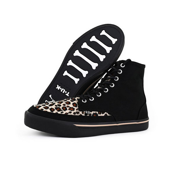 T.u.k Creeper Sneaker Hi Top Black/Leopard Canvas