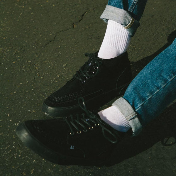 T.u.k Creeper Sneaker Mid Top Black Suede
