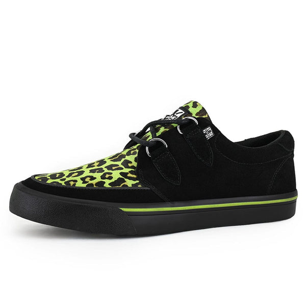 T.u.k Creeper Sneaker Neon Green Hair & Black Suede
