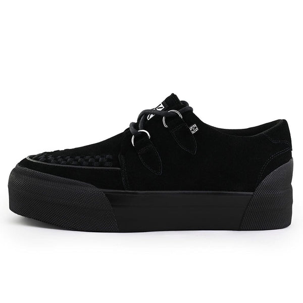 t.u.k Creeper Sneaker Stacked Black Suede