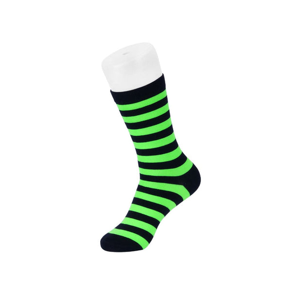 t.u.k Crew Sock Black & Green Stripe Mens