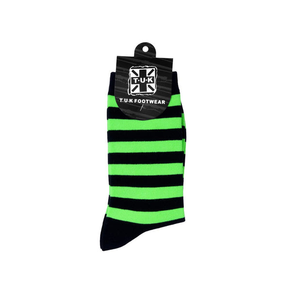 T.u.k Crew Sock Black & Green Stripe Womens
