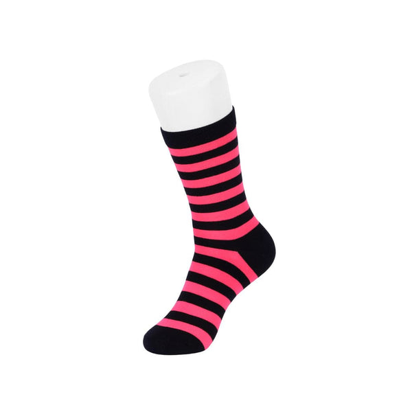 t.u.k Crew Sock Black & Pink Stripe Womens