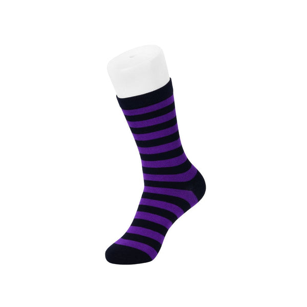t.u.k Crew Sock Black & Purple Stripe Mens