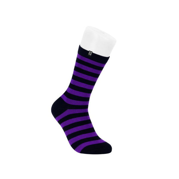 T.u.k Crew Sock Black & Purple Stripe Womens