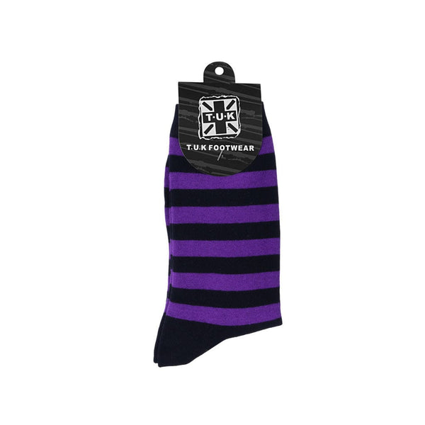 T.u.k Crew Sock Black & Purple Stripe Womens
