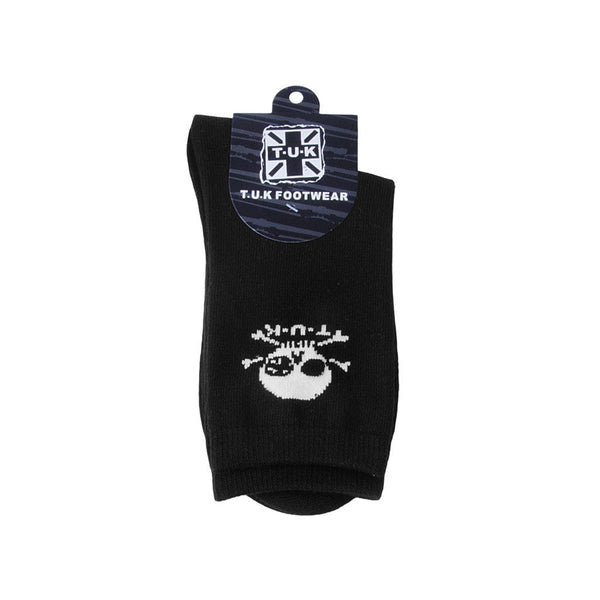 T.u.k Crew Sock Black Skull Logo Womens