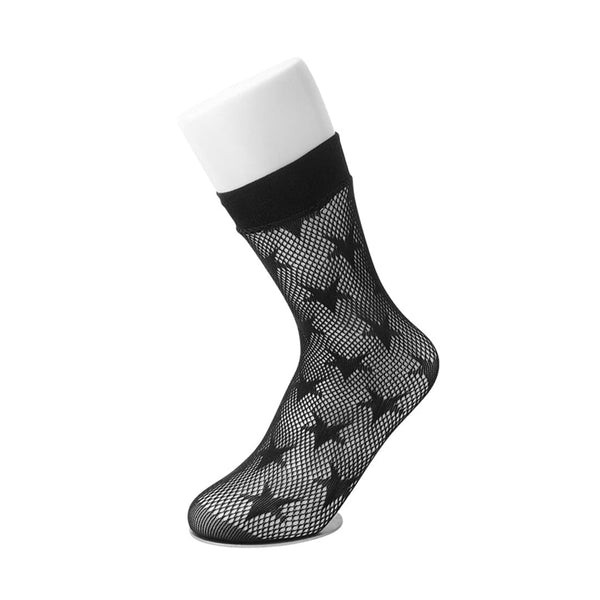 t.u.k Crew Sock Black Star Mesh Womens