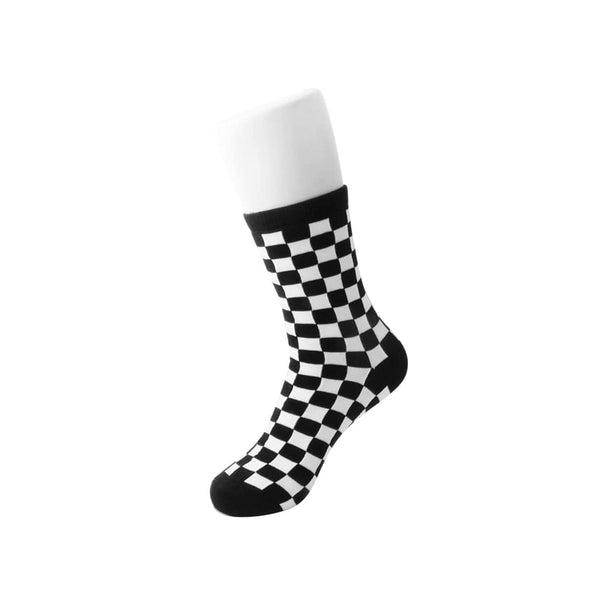 t.u.k Crew Sock Black & White Checker Womens