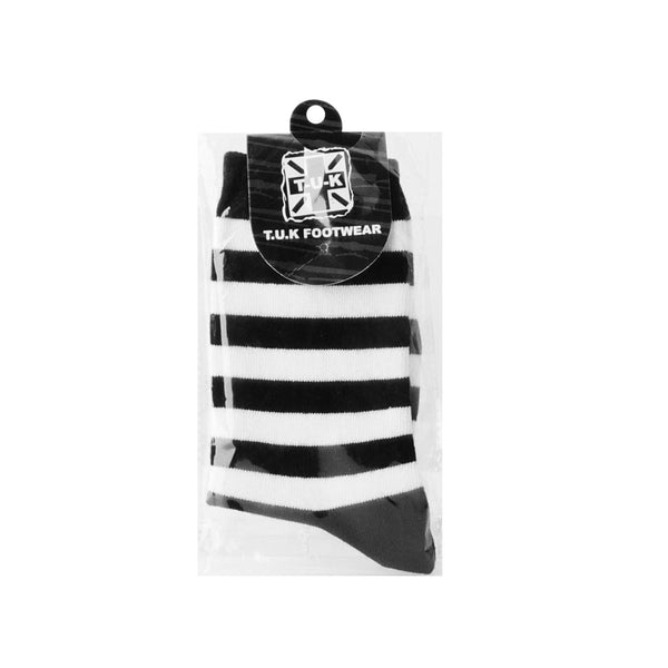 T.u.k Crew Sock Black & White Stripe Womens