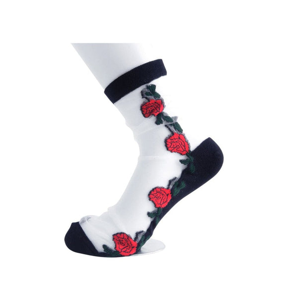 t.u.k Crew Sock Red Rose Womens