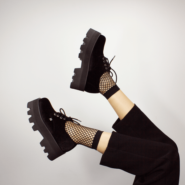 T.u.k Dino Lug Stacked Sole Black Velvet