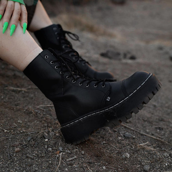 T.u.k Double Decker 10-Eye Boot Black TUKskin™