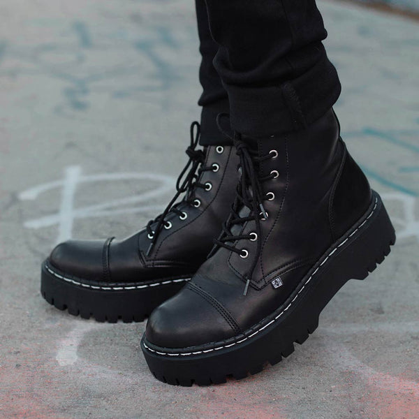 T.u.k Double Decker 7-Eye Boot Black TUKskin™